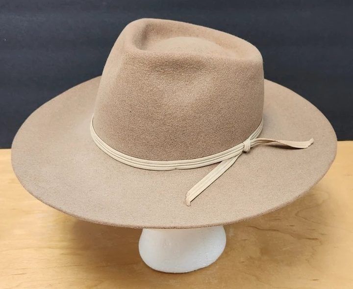Beige Wide-Brim Fedora Hat imagen 3