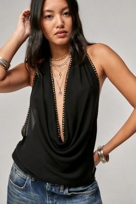 Jaded London - Stud Cowl Top - Black