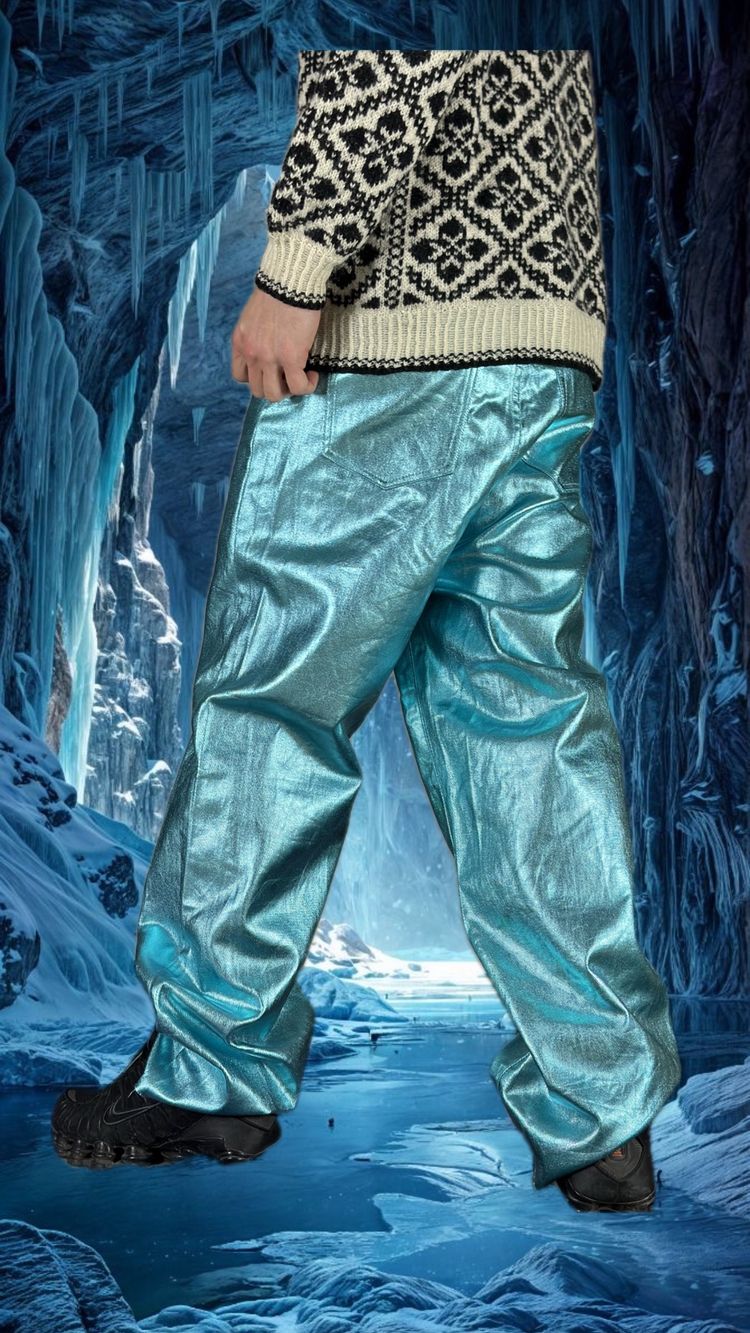 Metallic Blue Pants