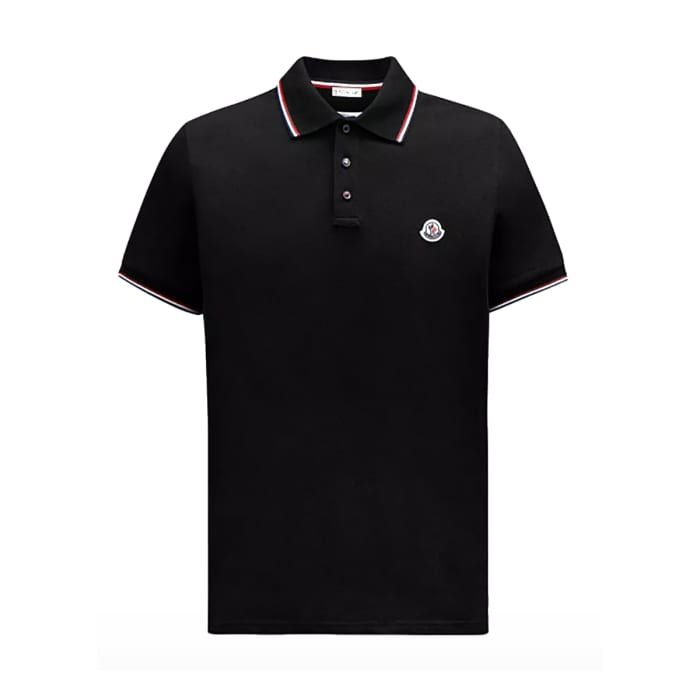 MONCLER SS LOGO PATCH POLO IN BLACK