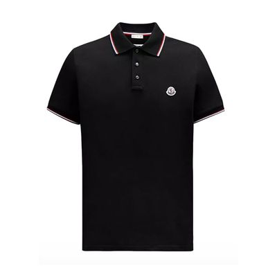 MONCLER SS LOGO PATCH POLO IN BLACK