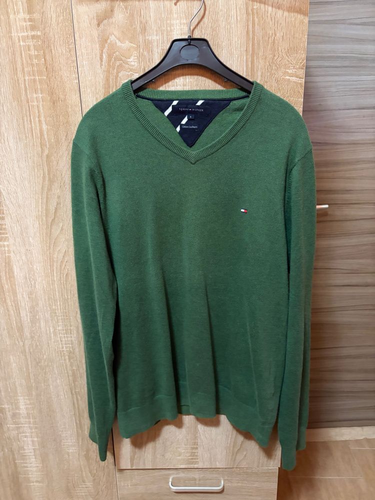 Tommy Hilfiger Green V-Neck Sweater image 1