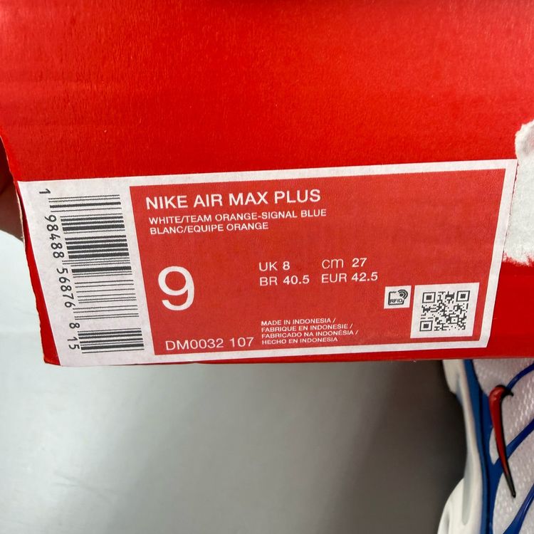 Immagine di Nike Air Max Plus TN Size UK 8 Knicks White Signal Blue Mens Trainers DM0032-107 5