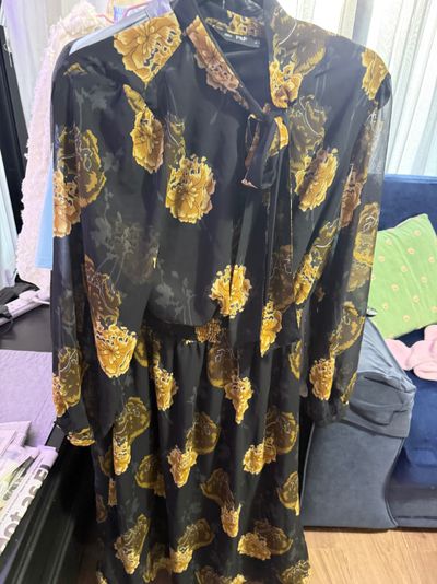 Black Dress With Yellow Floral Pattern
