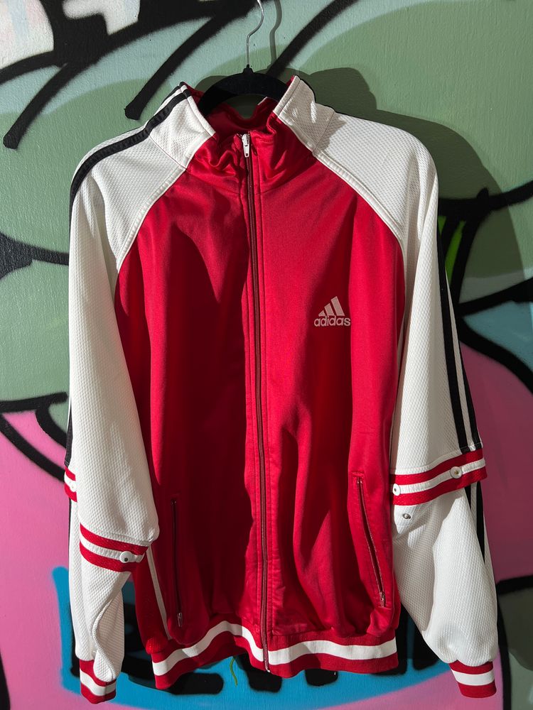 Adidas Red And White Track Jacket