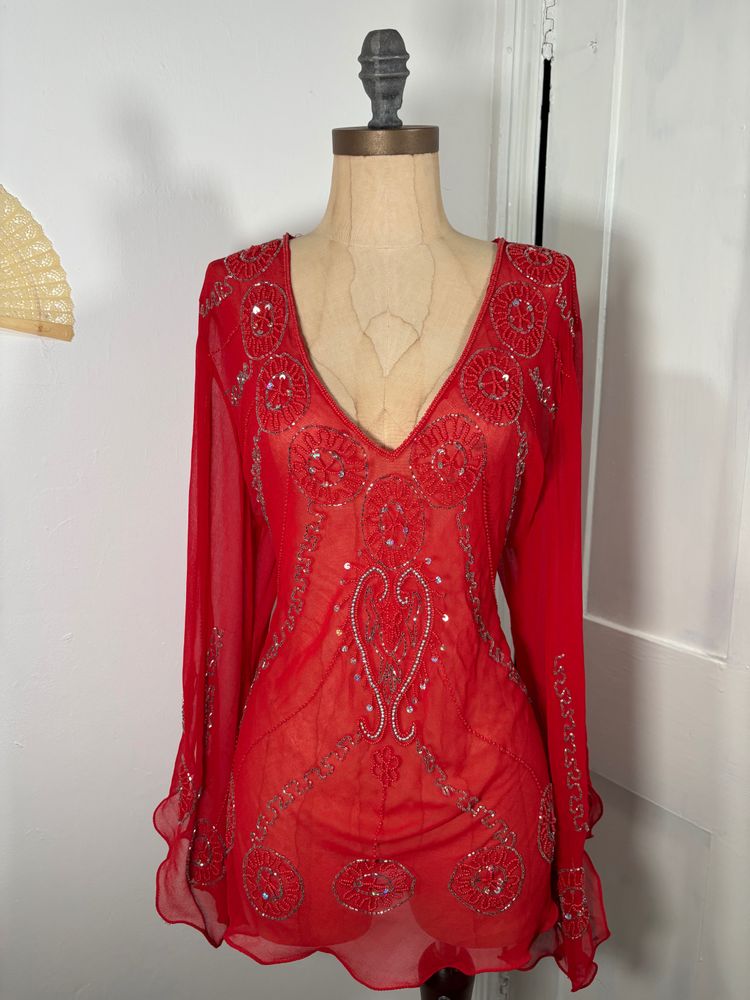 Other Y2K does 60s/70s Beaded tunic Blouse product image