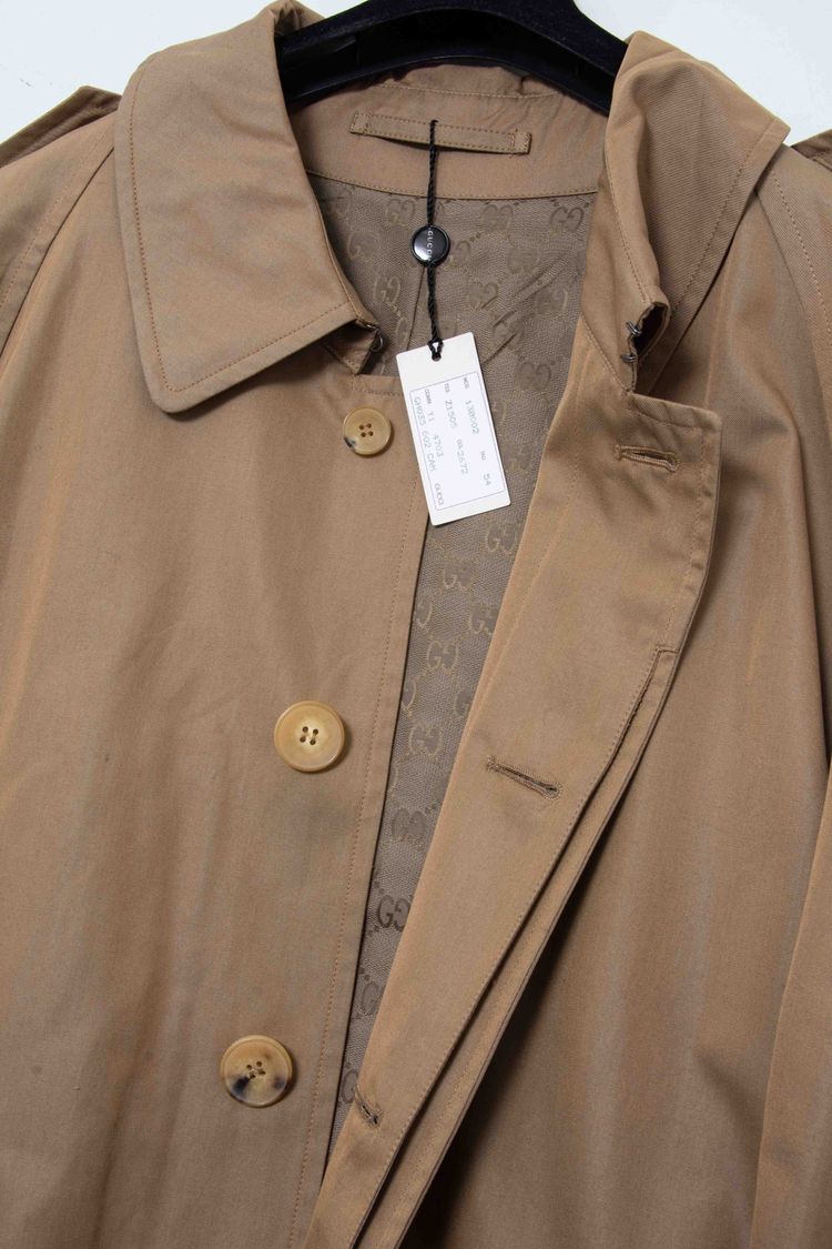 Gucci Vintage Monogram-Lined Cotton Gabardine Trench Coat imagen 7
