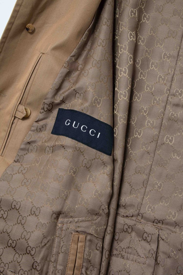 Gucci Vintage Monogram-Lined Cotton Gabardine Trench Coat imagen 16