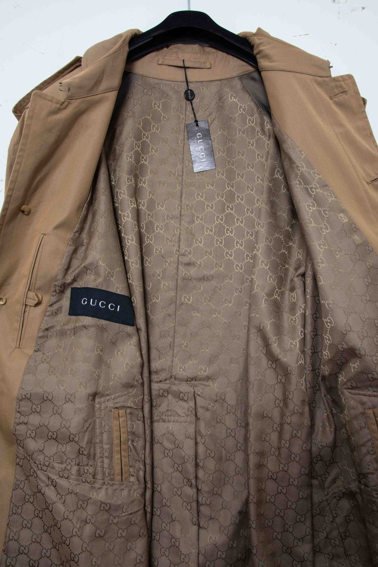 Gucci Vintage Monogram-Lined Cotton Gabardine Trench Coat imagen 2