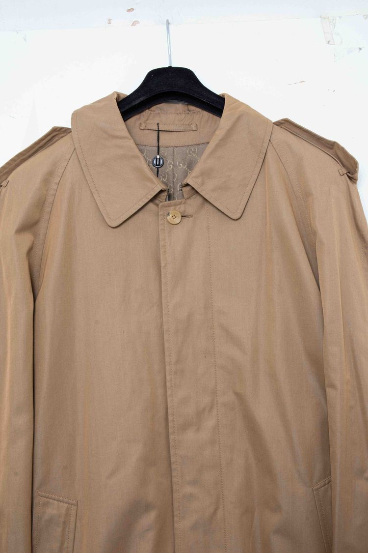 Gucci Vintage Monogram-Lined Cotton Gabardine Trench Coat imagen 3
