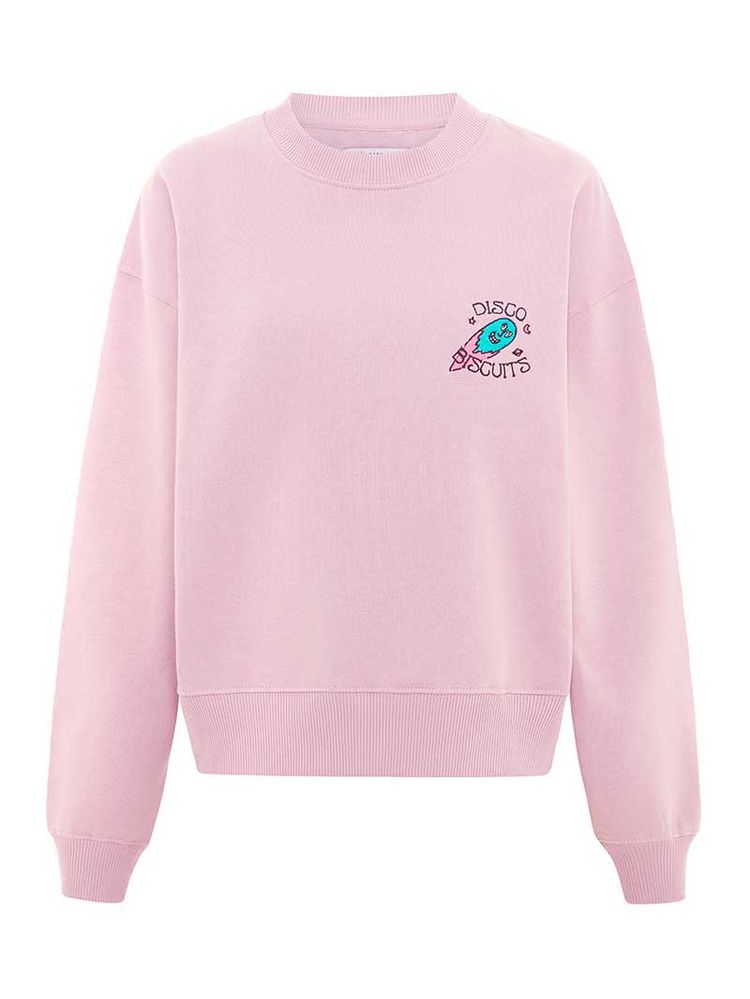 Immagine di Disco Trip Embroidered Sweatshirt, Organic Cotton, in Ash Pink 7