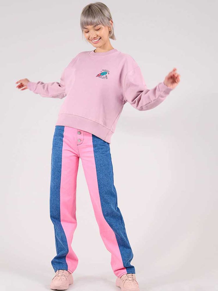 Immagine di Disco Trip Embroidered Sweatshirt, Organic Cotton, in Ash Pink 6