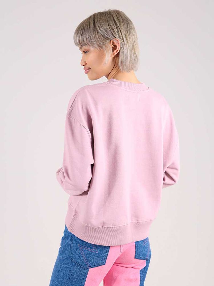 Immagine di Disco Trip Embroidered Sweatshirt, Organic Cotton, in Ash Pink 3