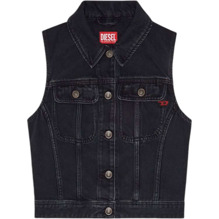 DIESEL DE-SLIMMY-SM Womens Denim Waistcoat Sleeveless Trucker Tops Vest Gilet 3