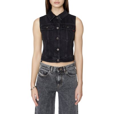 DIESEL DE-SLIMMY-SM Womens Denim Waistcoat Sleeveless Trucker Tops Vest Gilet 1