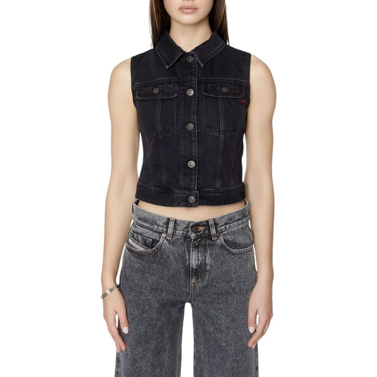 DIESEL DE-SLIMMY-SM Womens Denim Waistcoat Sleeveless Trucker Tops Vest Gilet