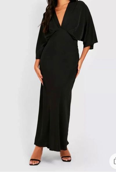 Boohoo Black Long Dress uk 12