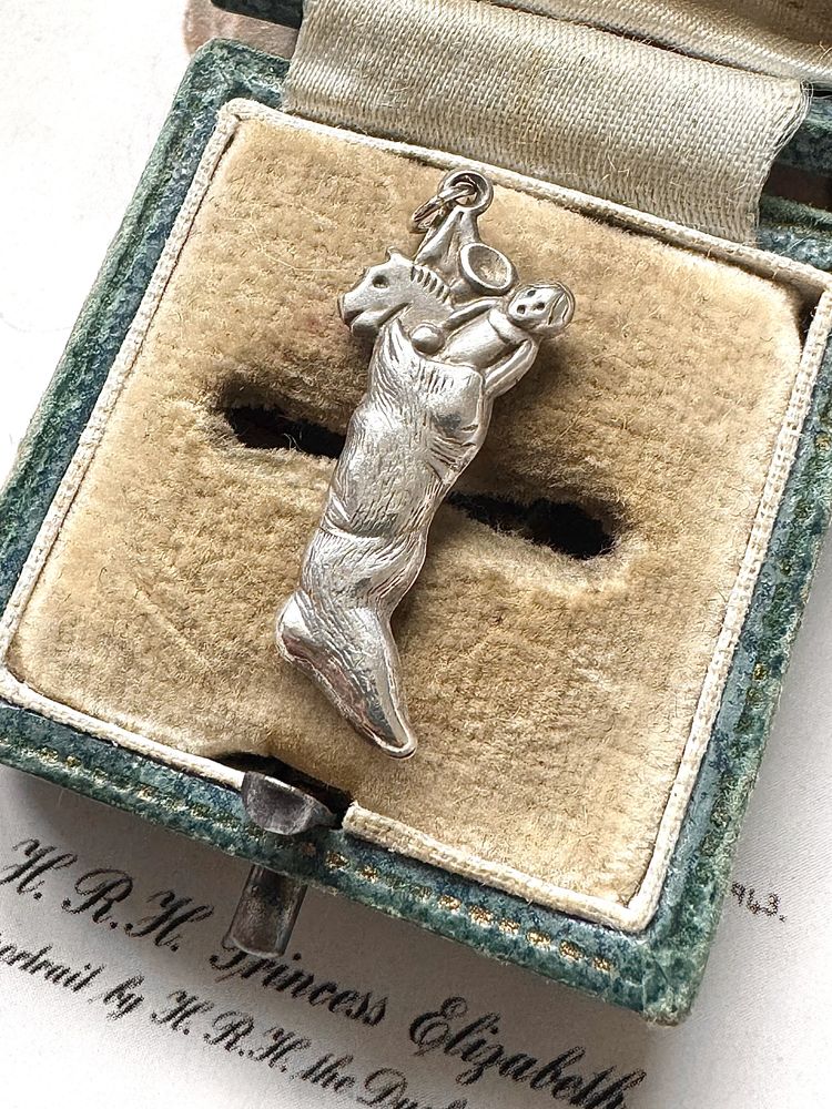 Victorian Vintage Sterling Silver Charm Christmas Stocking Full of Toys - Charms Pendant 925