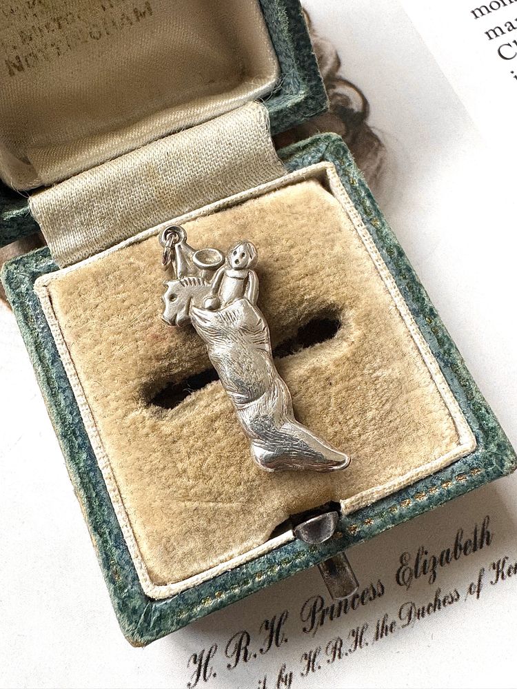 Victorian Vintage Sterling Silver Charm Christmas Stocking Full of Toys - Charms Pendant 925 3