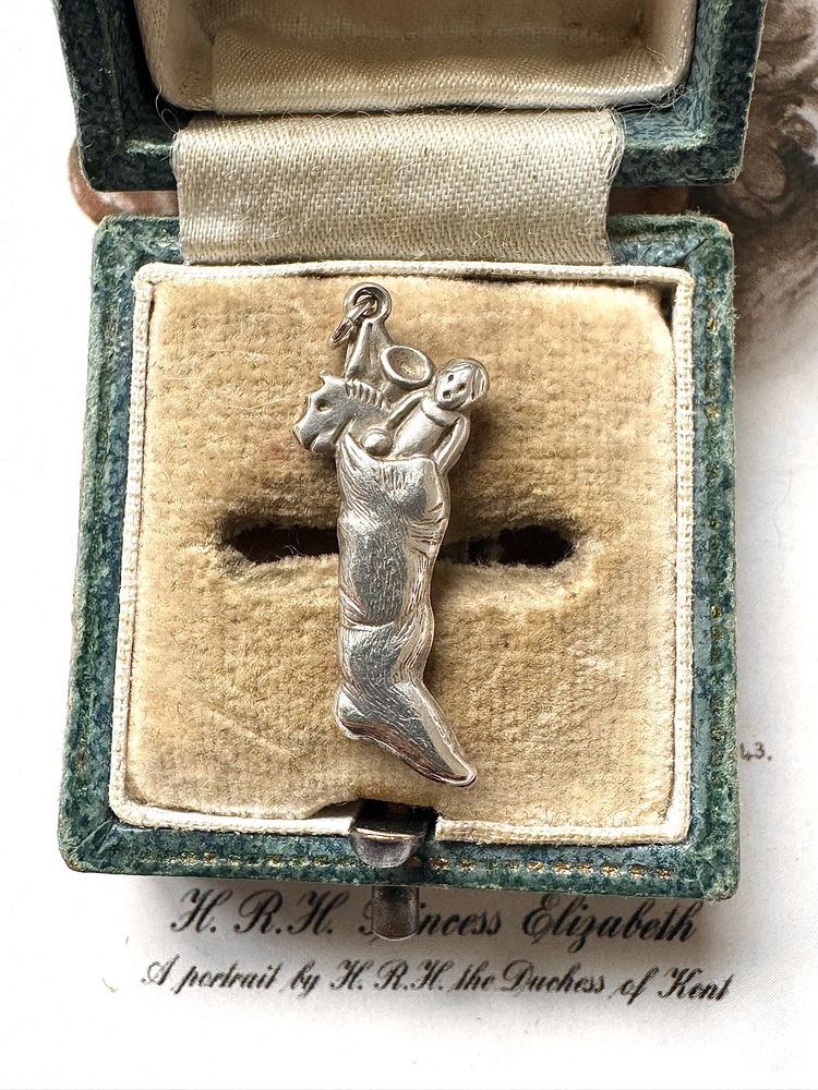 Victorian Vintage Sterling Silver Charm Christmas Stocking Full of Toys - Charms Pendant 925 4