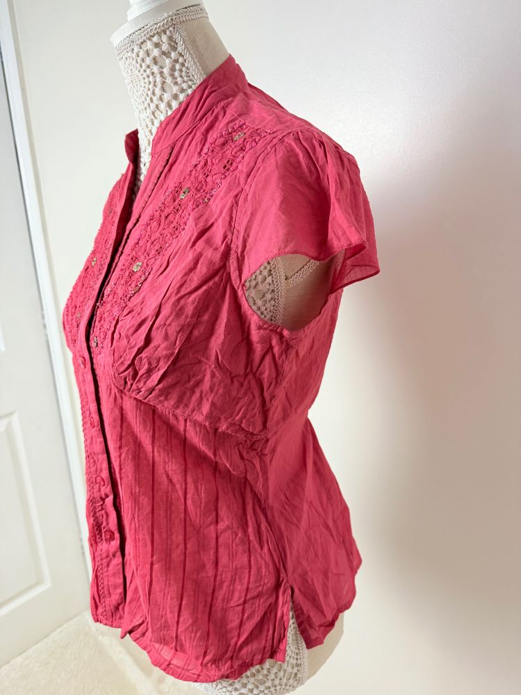 Just Elegance Pink Button-Up Blouse 8
