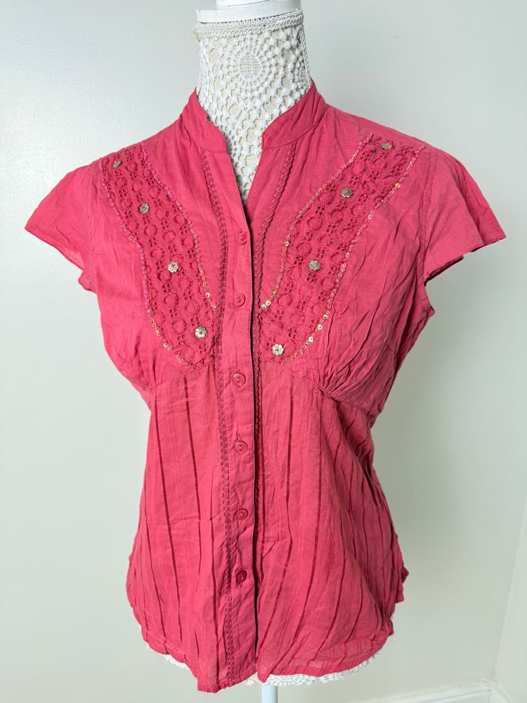 Other Just Elegance Pink Button-Up Blouse product image