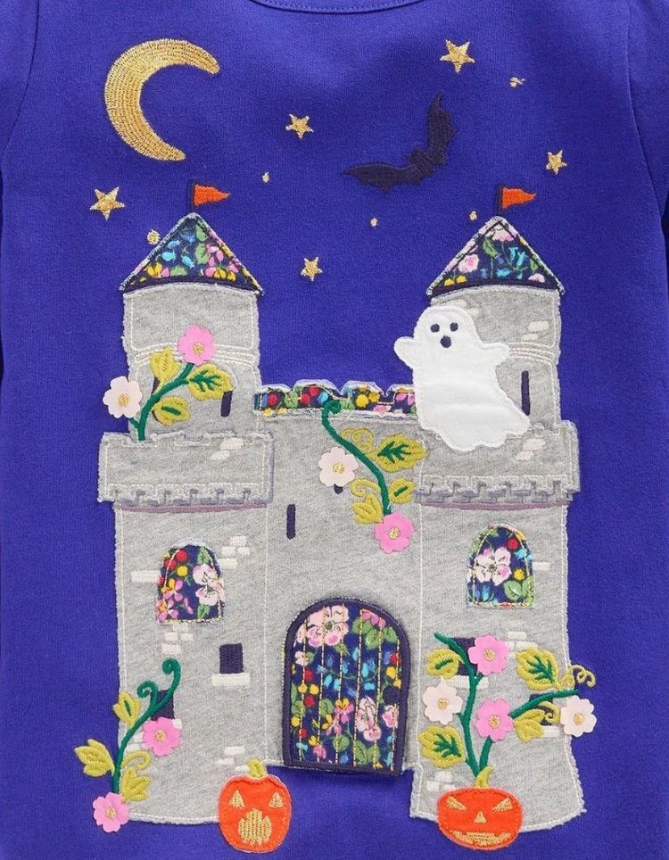 Immagine di Girls Mini Boden Long Sleeve Halloween Print In Navy 4