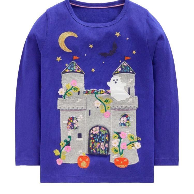 Immagine di Girls Mini Boden Long Sleeve Halloween Print In Navy 3
