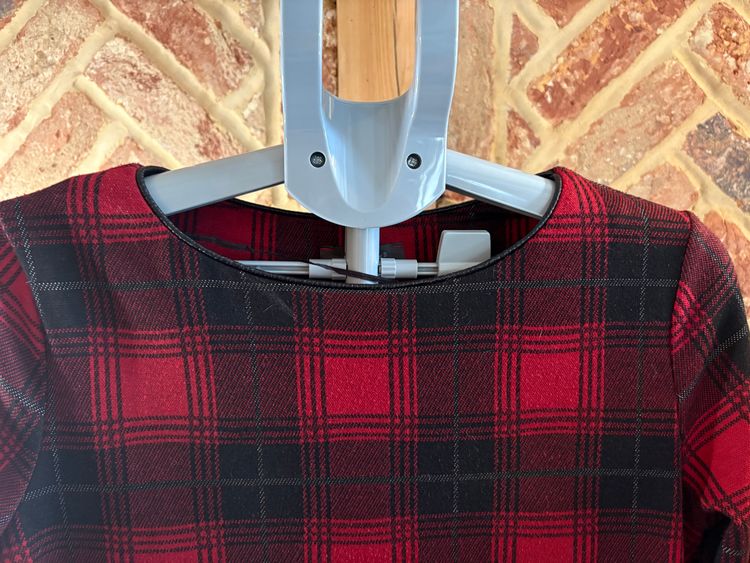 Primark Size 10 Red Black Tartan Check Shift Mini Dress Pockets 3/4 Sleeve grunge Xmas rock chic imagen 4