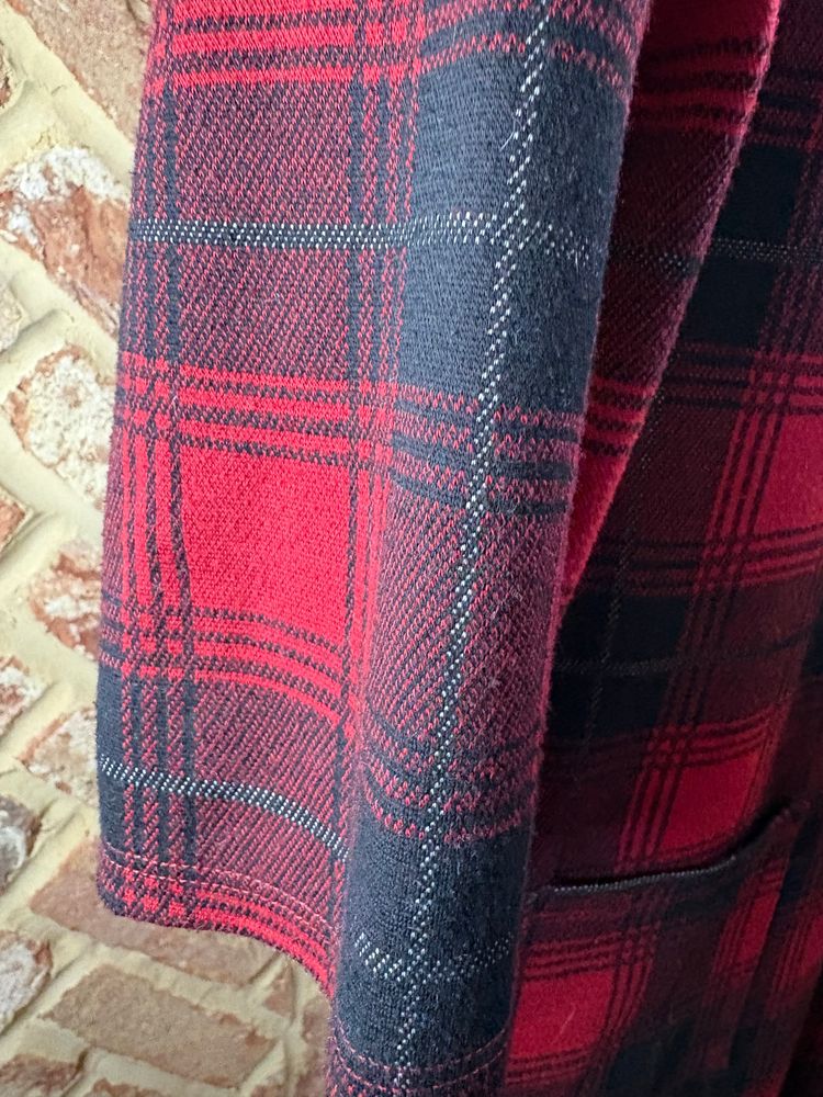 Primark Size 10 Red Black Tartan Check Shift Mini Dress Pockets 3/4 Sleeve grunge Xmas rock chic imagen 2