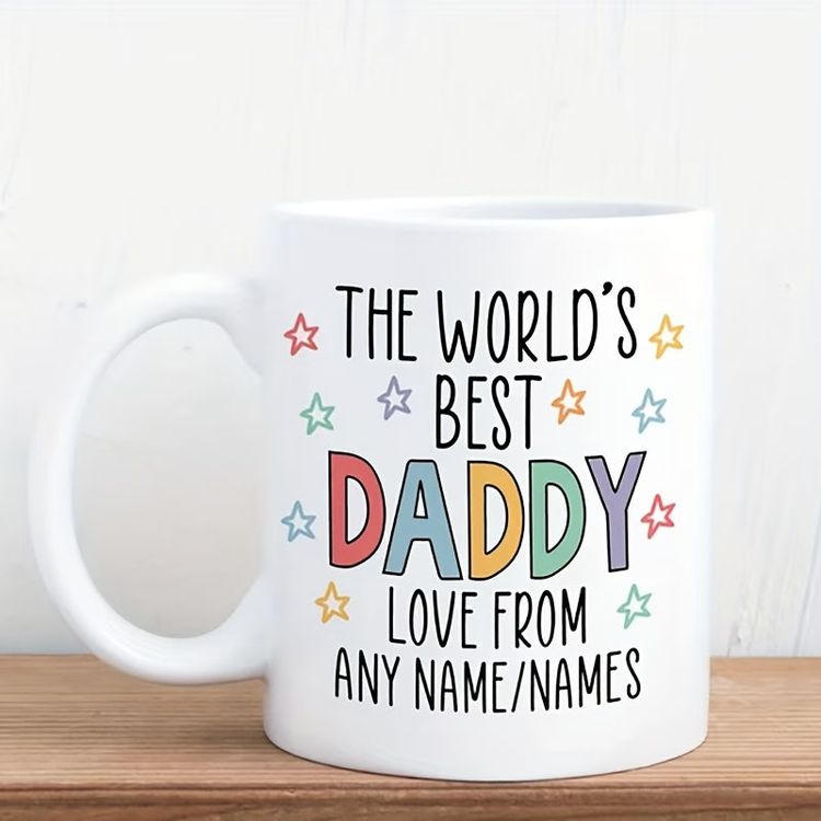Personalized The World's Best Daddy Ceramic Coffee Mug – Custom Name Father's Day & Dad Appreciation Novelty Cup with Black Accent (M1134) image 2