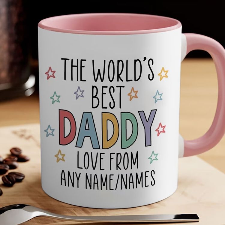 Personalized The World's Best Daddy Ceramic Coffee Mug – Custom Name Father's Day & Dad Appreciation Novelty Cup with Black Accent (M1134) image 1