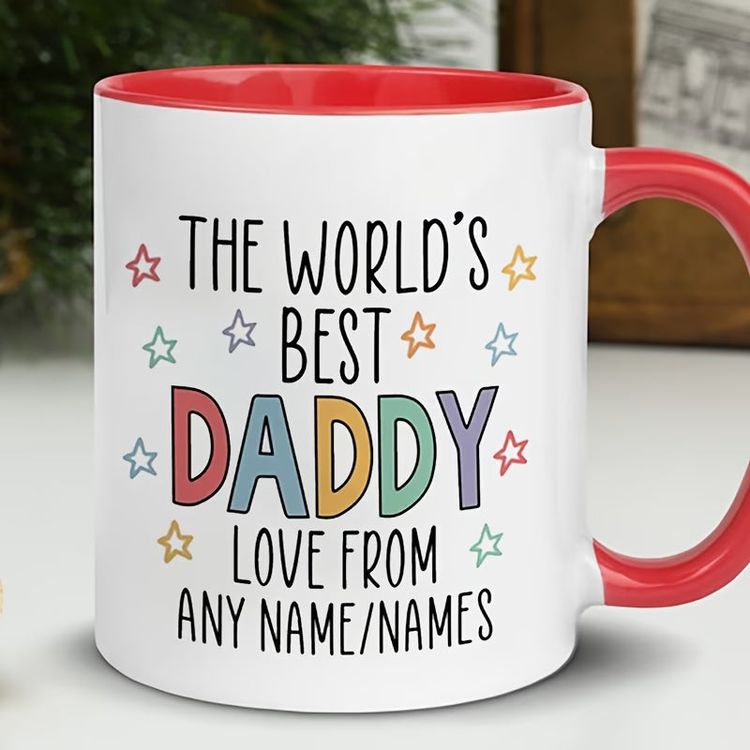 Personalized The World's Best Daddy Ceramic Coffee Mug – Custom Name Father's Day & Dad Appreciation Novelty Cup with Black Accent (M1134) image 7