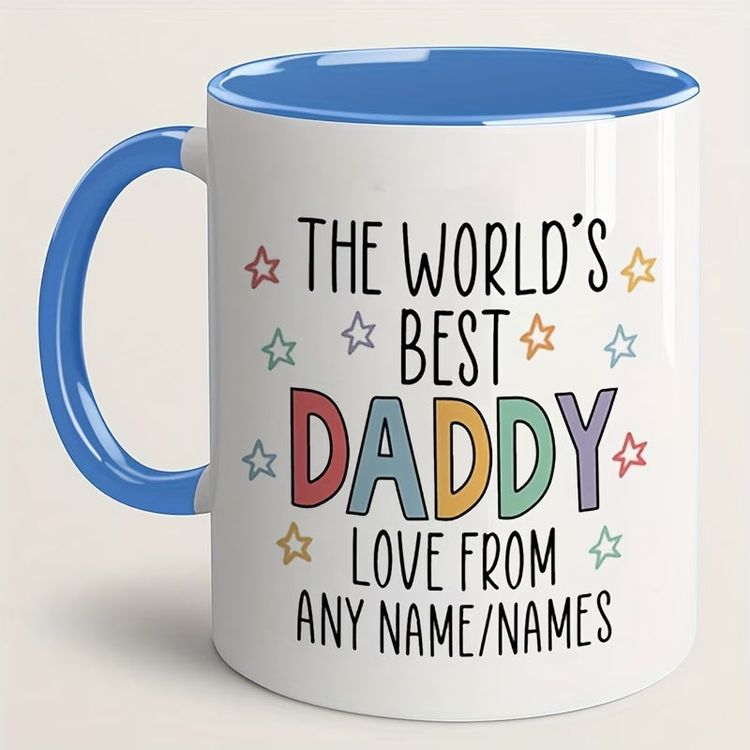 Personalized The World's Best Daddy Ceramic Coffee Mug – Custom Name Father's Day & Dad Appreciation Novelty Cup with Black Accent (M1134) image 4