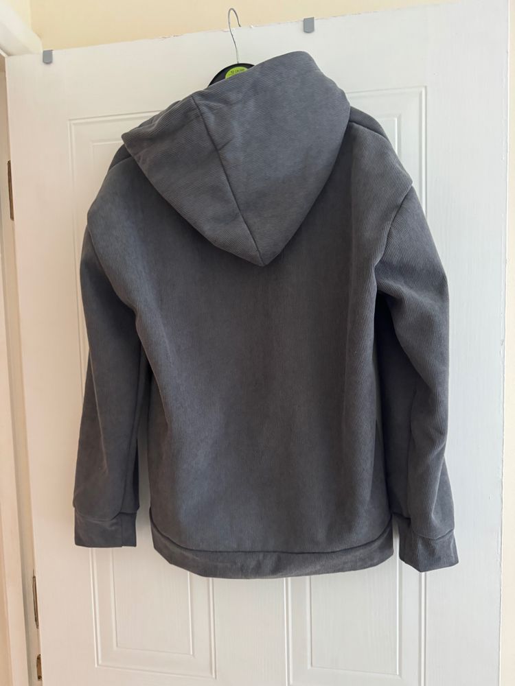 Grey Zip-Up Hoodie With Front Pockets And Star Charms image 2
