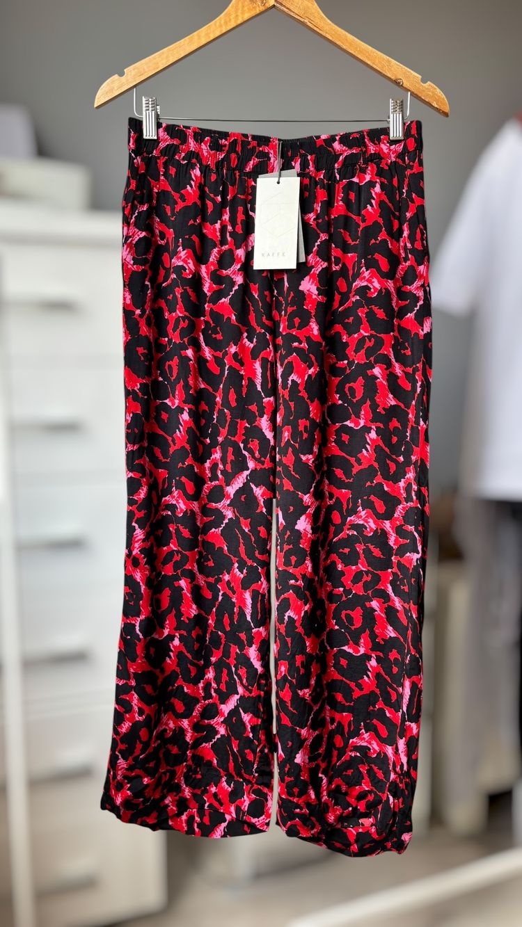 Red And Black Patterned Pants KAFFE 100% VISCOZE M/L 