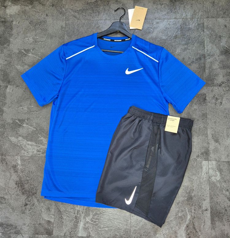 Nike Miler Royal Blue T-Shirt And Black Shorts Set