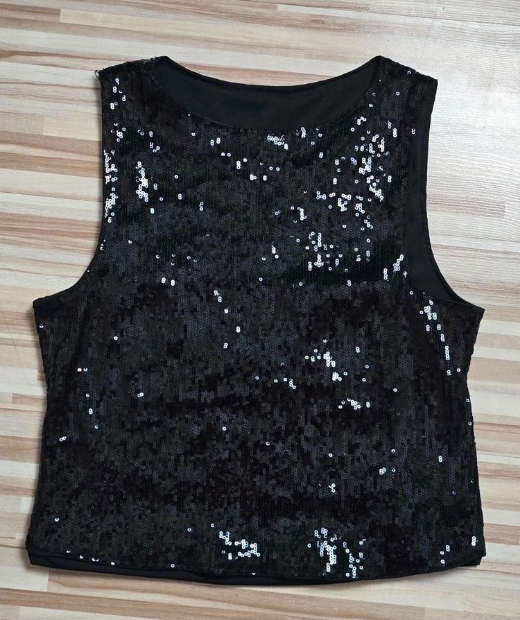 Black Sequin Sleeveless Top