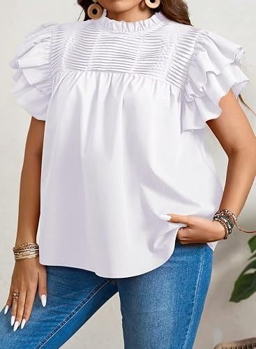 White Ruffle Sleeve Blouse image 3