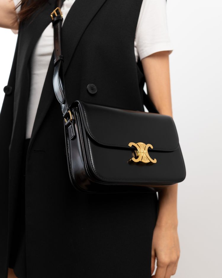 Celine Borsa Triomphe Classique Pelle di Vitello Lucida Nera — Pre-owned Autentica image 3