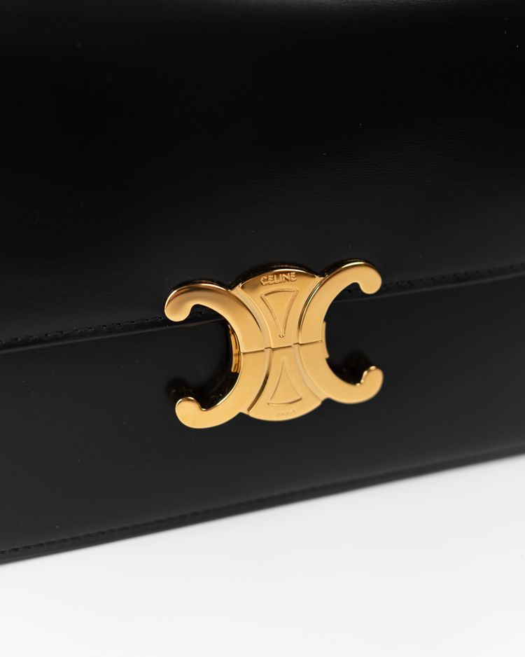 Celine Borsa Triomphe Classique Pelle di Vitello Lucida Nera — Pre-owned Autentica image 11