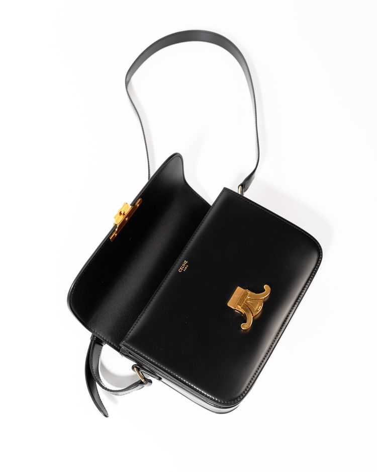 Celine Borsa Triomphe Classique Pelle di Vitello Lucida Nera — Pre-owned Autentica image 6