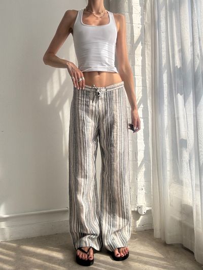 Striped Wide-Leg Pants