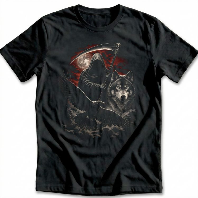 Reaper Wolf Raven Red T-Shirt 5