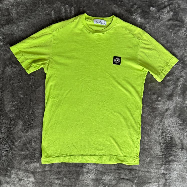 Stone Island Lime Green Patch Logo T-Shirt - Small image 1