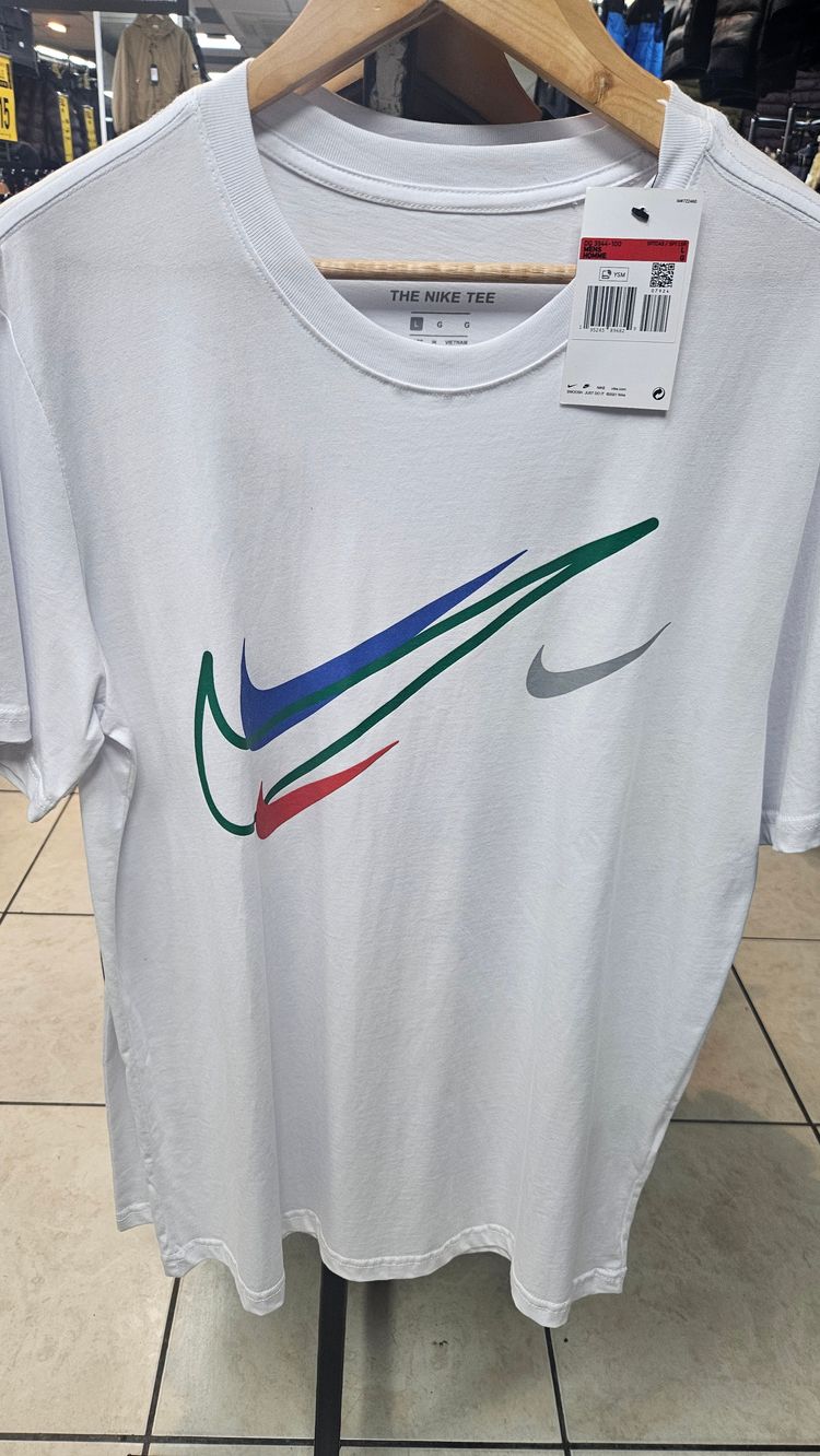 Nike White T-Shirt With Multicolor Swoosh Logos