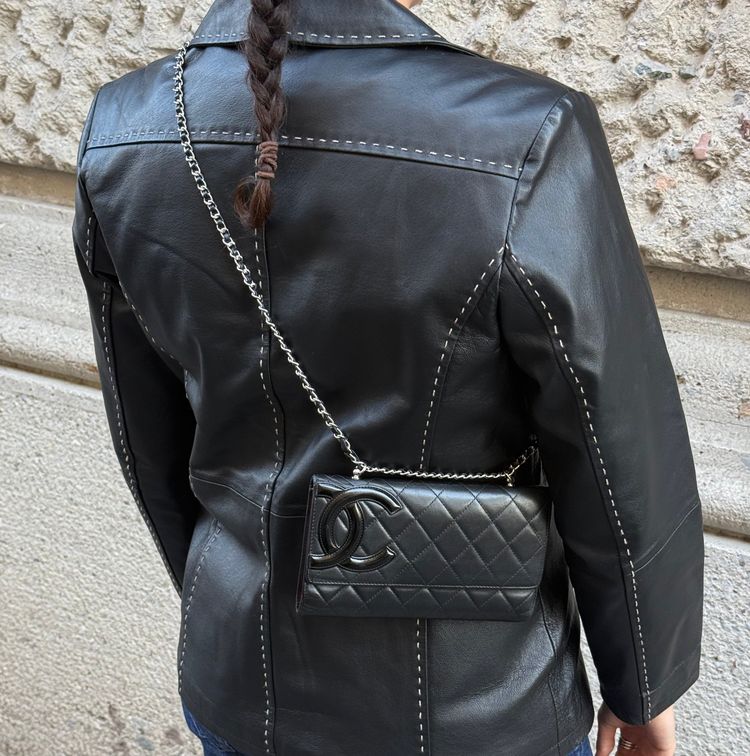 Black Leather Jacket W/ Contrast Stitching 6