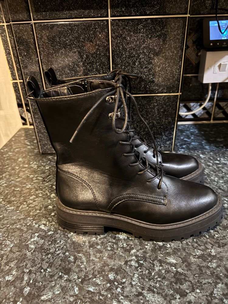 black lace-up boots