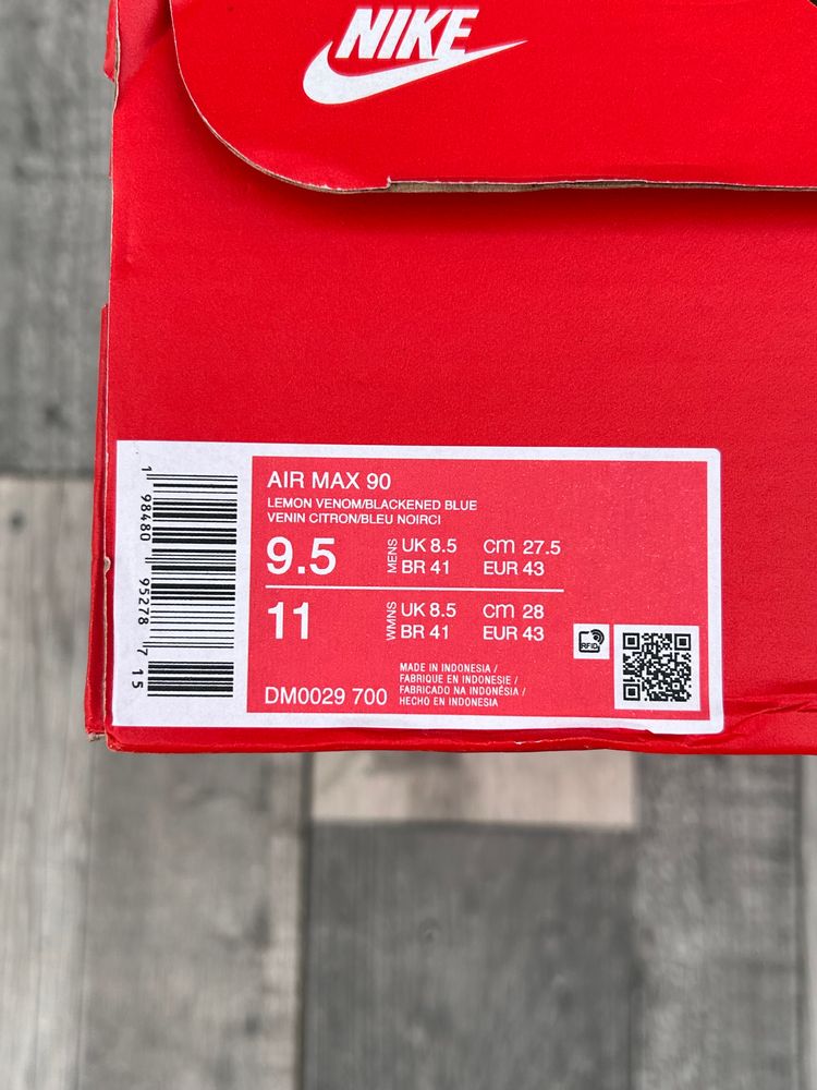 Nike Air Max 90 Trainers - ‘Lemon Venom’ - Size UK 8.5 (ASIA EXCLUSIVE) 9