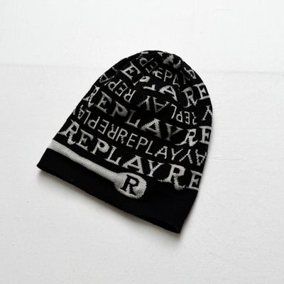 Replay Black Beanie Hat